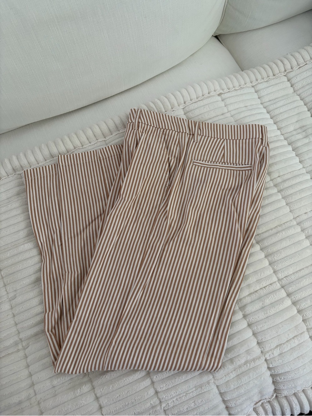 Brixton Cream and Tan Striped Trousers